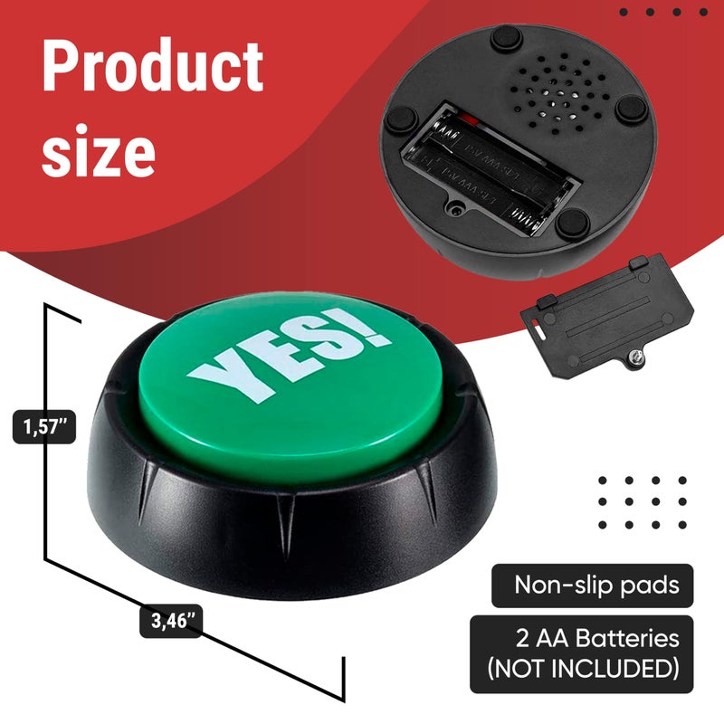 Granatan Yes No Button & Maybe Sorry Button, Answer Buzzers Set of 4 Buzzers for Game Show, Sound Button, Gag Gifts - Image 2